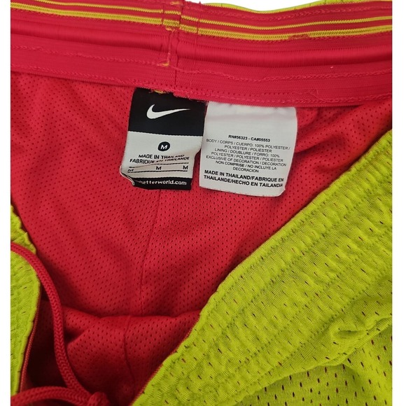 Nike Running Shorts Dri-FIT Athletic Gym Workout Neon Green Red M - Picture 3 of 7